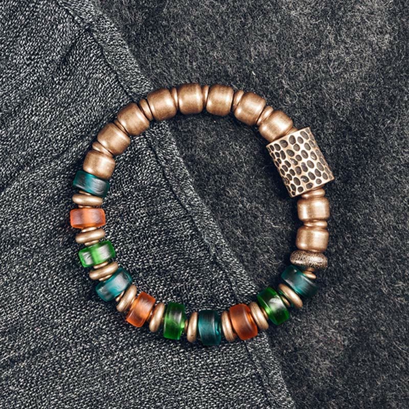 9mm Copper Colorful Glass Beads Spiritual Bracelet for Wealth