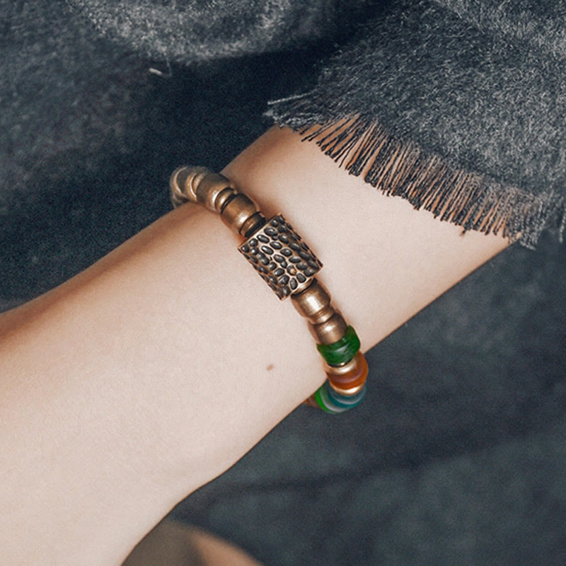 9mm Copper Colorful Glass Beads Spiritual Bracelet for Wealth