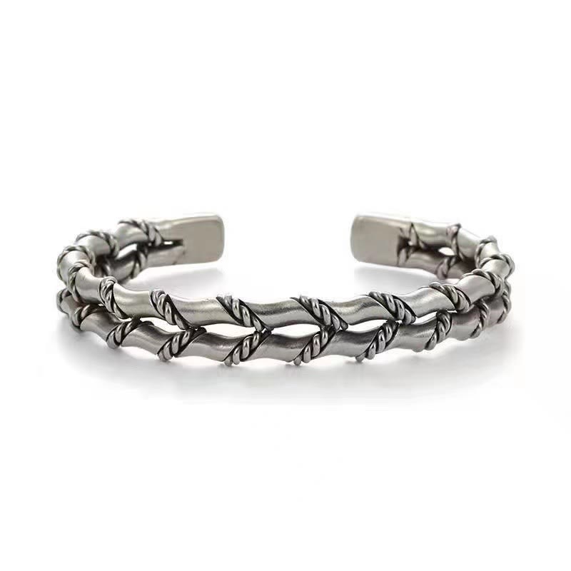 Vintage Bamboo Pattern Luck Cuff Bracelet | Copper Spiritual Bracelet