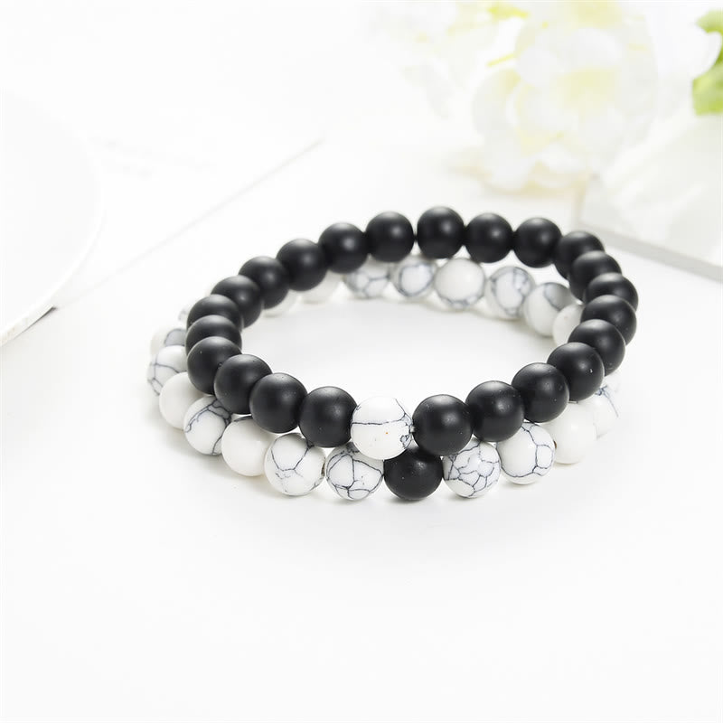 8mm Frosted Stone & White Turquoise Couple Bracelet for Balance