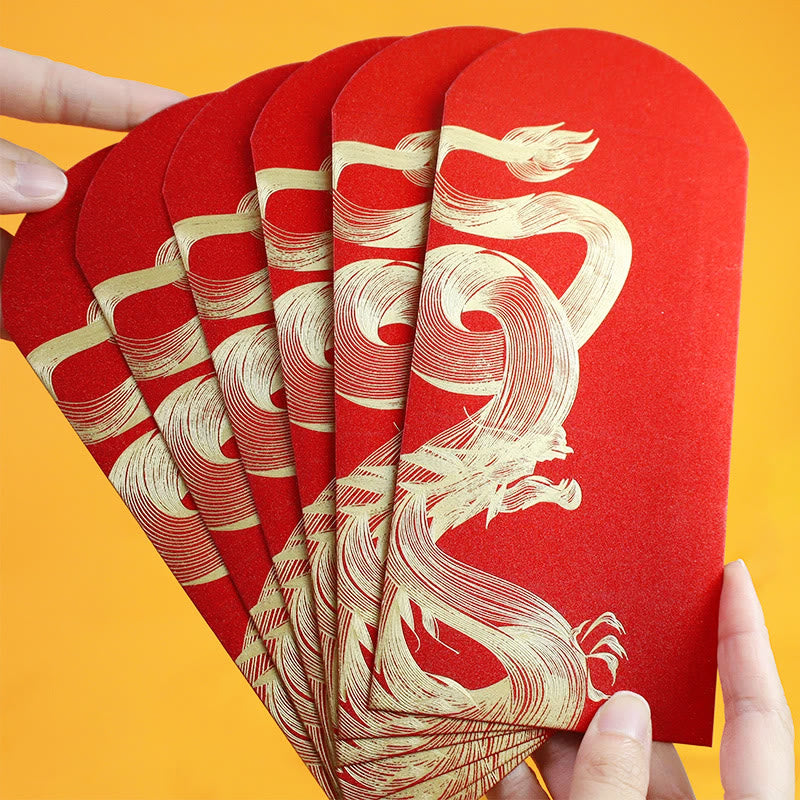 6Pcs Chinese Red Envelope Year of the Dragon Lucky Money Envelopes 2024