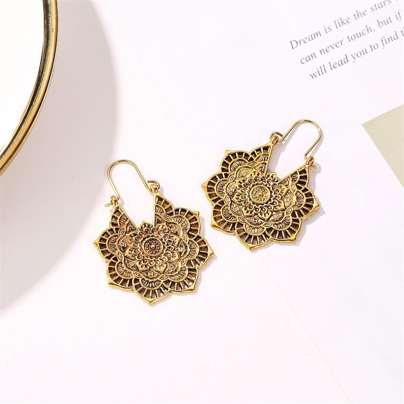 Tibetan Lotus Earrings in Copper | Balance & Healing