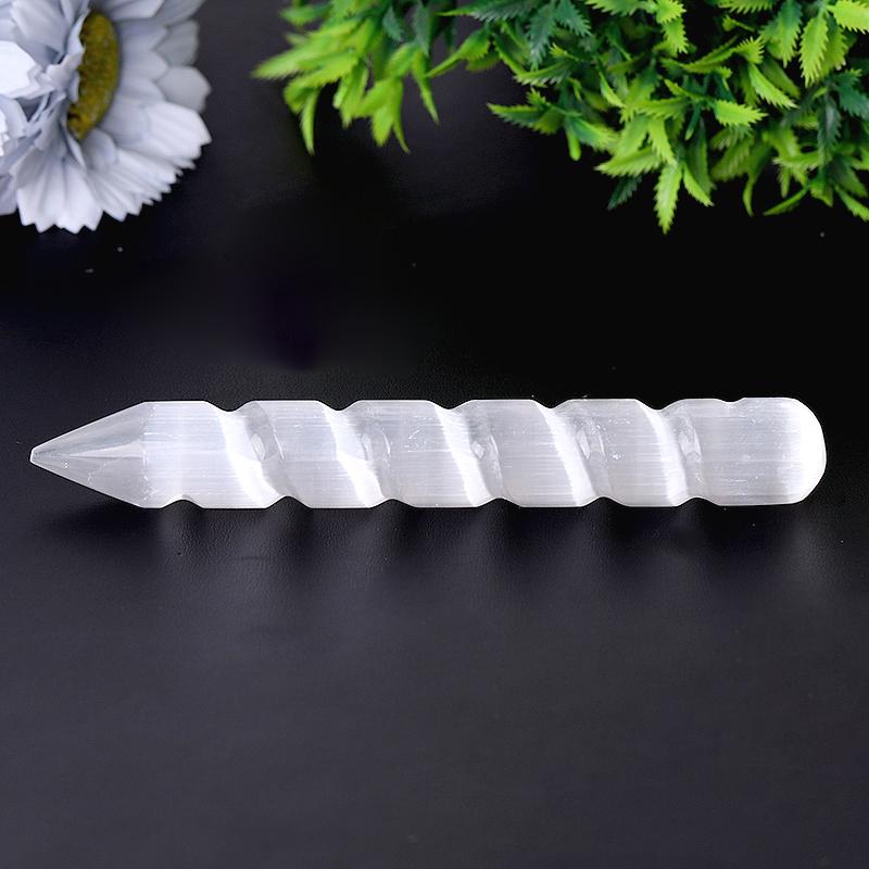 6" Aura Spiral Selenit Kristall Zauberstab