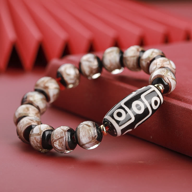 12mm Nine-Eye Dzi Bead Spiritual Wealth Bracelet