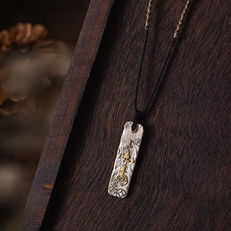 Glückskette aus Kupfer | Wohlstandsanhänger mit chinesischem Schriftzeichen