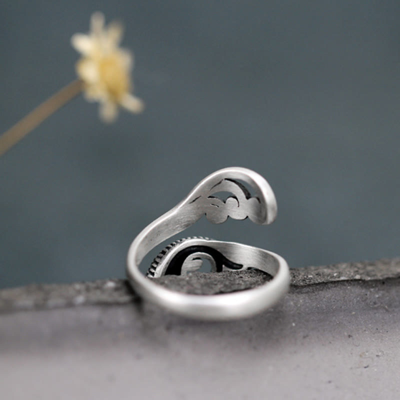 Adjustable 925 Sterling Silver Koi Fish Luck Prosperity Ring