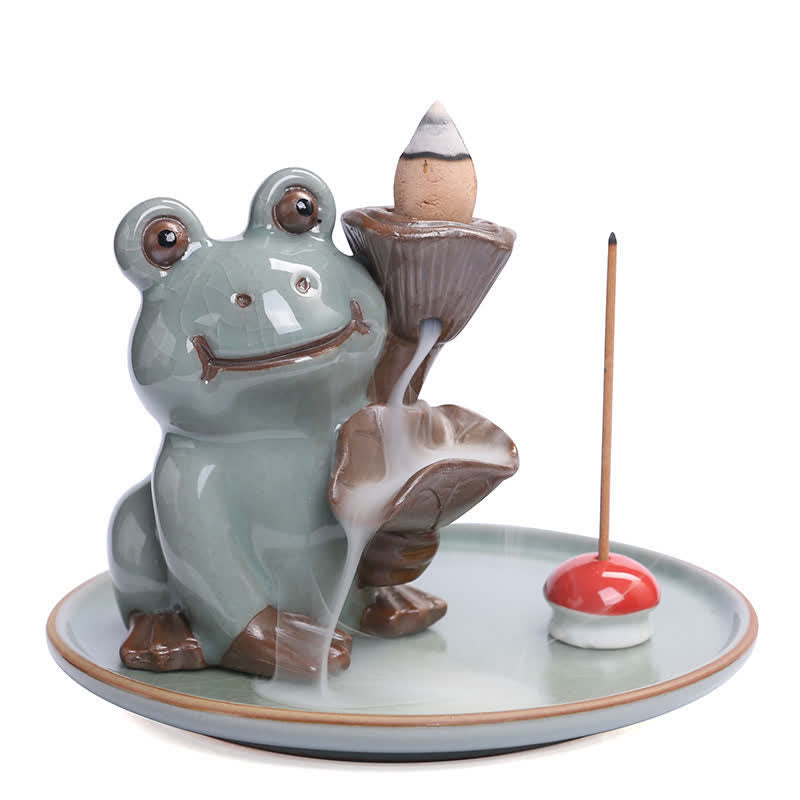 Ceramic Meditation Frog Incense Burner for Serenity