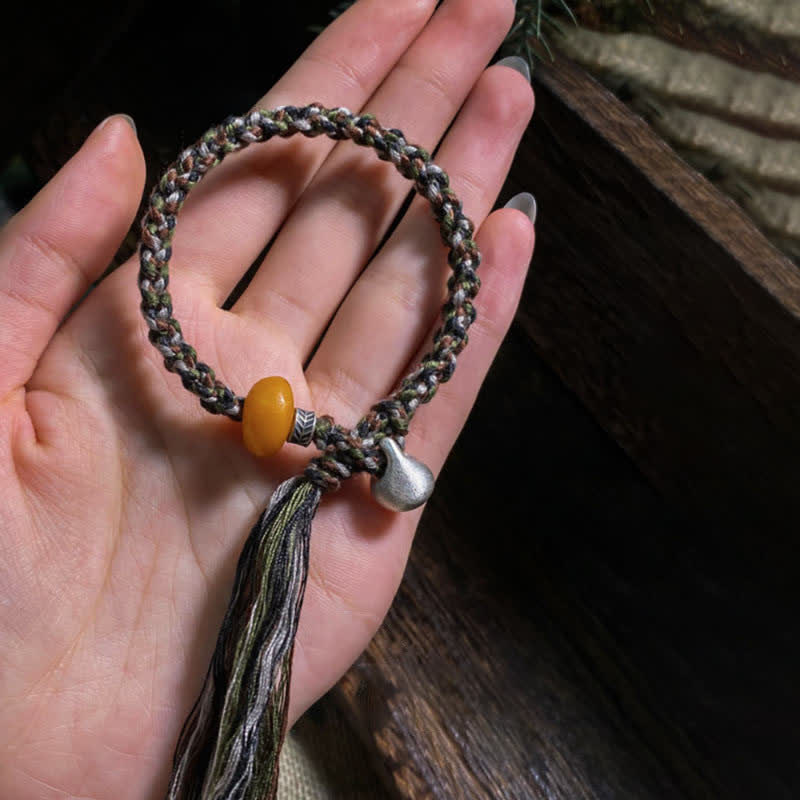 990 Sterling Silver Amber Wish Protection Bracelet