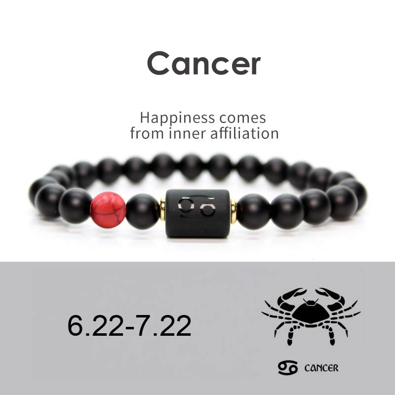 8 mm verstellbares Armband aus schwarzem Onyx mit chinesischem Sternzeichen