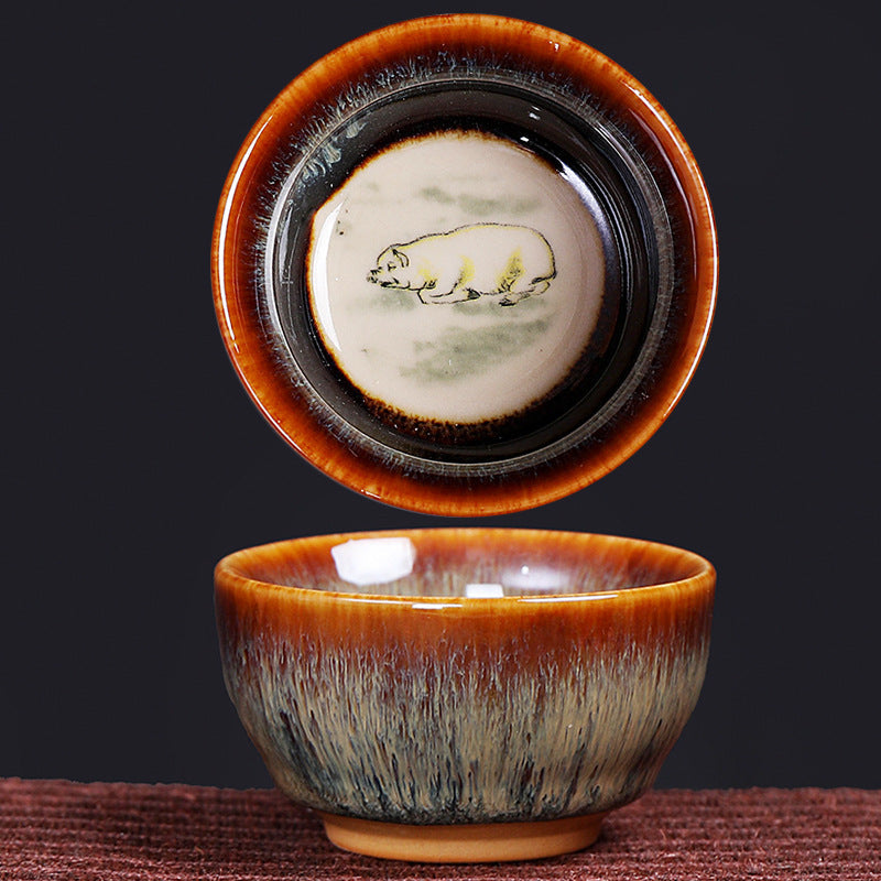Keramik-Teetasse mit 12 chinesischen Sternzeichen, 73 ml, für Teeritual