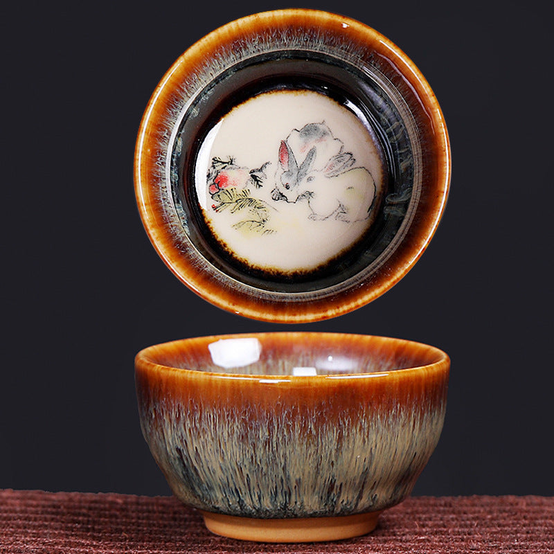 Keramik-Teetasse mit 12 chinesischen Sternzeichen, 73 ml, für Teeritual