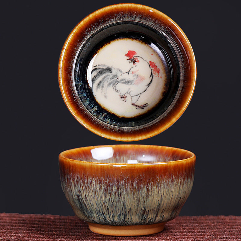 Keramik-Teetasse mit 12 chinesischen Sternzeichen, 73 ml, für Teeritual