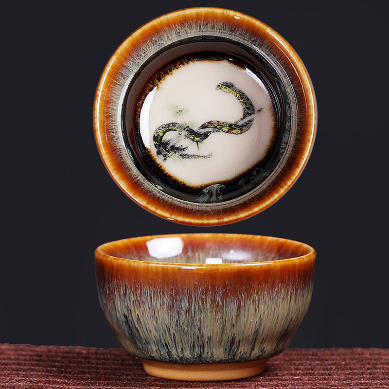 Keramik-Teetasse mit 12 chinesischen Sternzeichen, 73 ml, für Teeritual