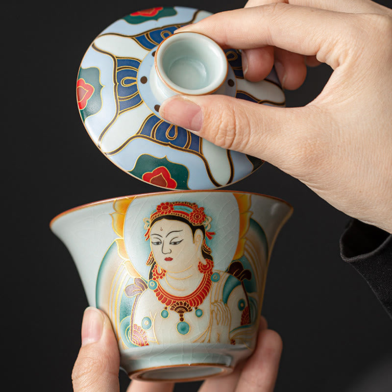 Keramik 180ml Gaiwan Teetasse mit Deckel | Zen Dekor