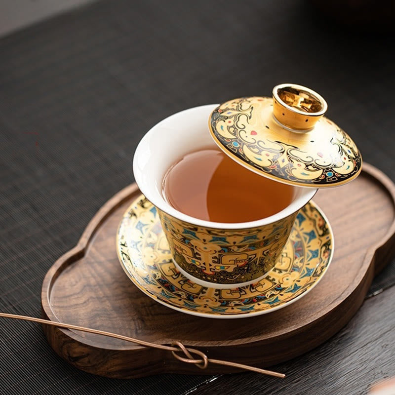 Keramik 180ml Gaiwan Teetasse mit Deckel | Zen Dekor
