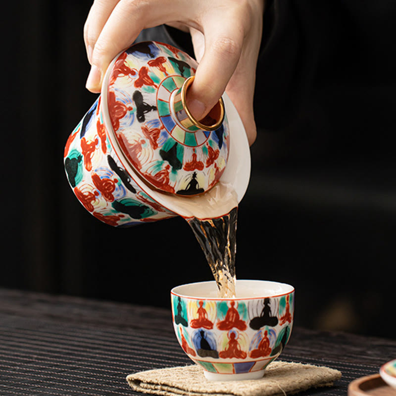 Keramik 180ml Gaiwan Teetasse mit Deckel | Zen Dekor