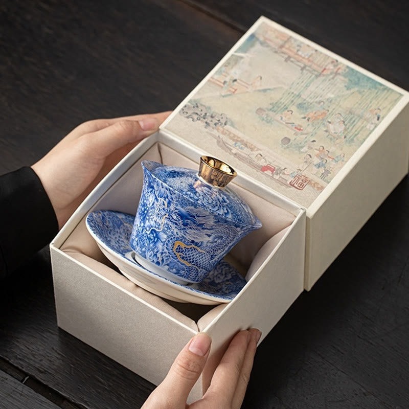 Keramik 180ml Gaiwan Teetasse mit Deckel | Zen Dekor
