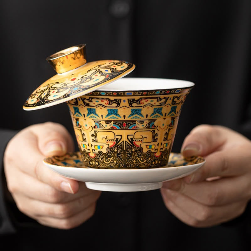 Keramik 180ml Gaiwan Teetasse mit Deckel | Zen Dekor