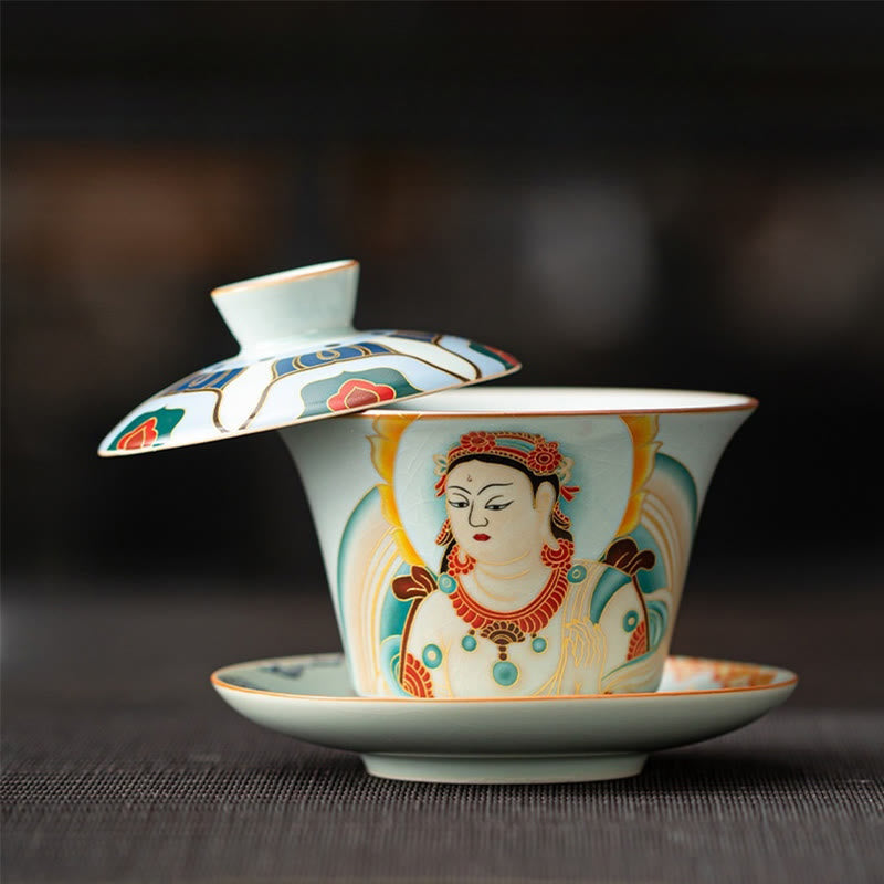 Keramik 180ml Gaiwan Teetasse mit Deckel | Zen Dekor