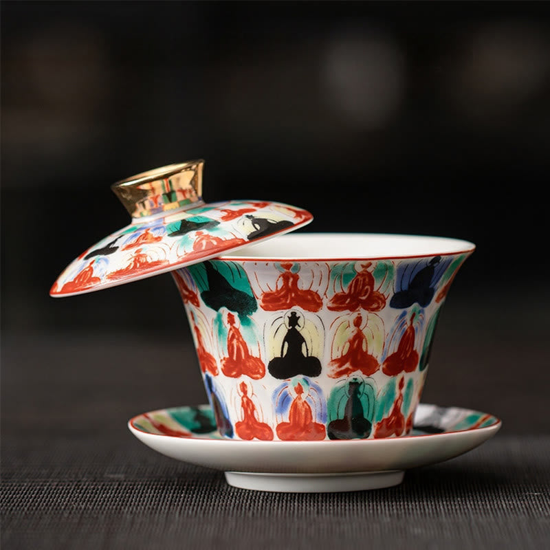 Keramik 180ml Gaiwan Teetasse mit Deckel | Zen Dekor