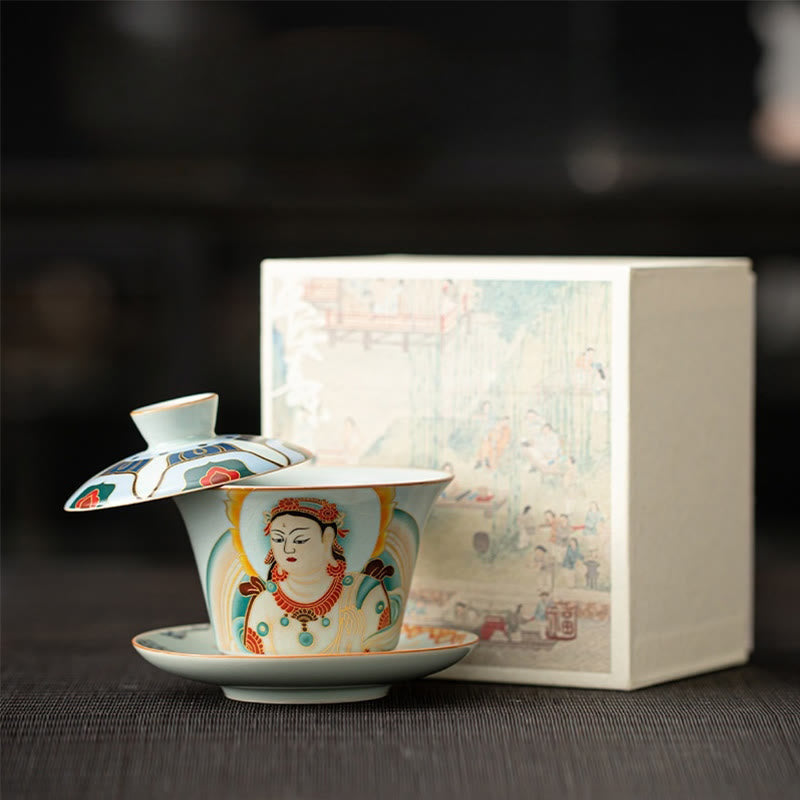 Keramik 180ml Gaiwan Teetasse mit Deckel | Zen Dekor