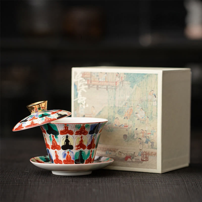 Keramik 180ml Gaiwan Teetasse mit Deckel | Zen Dekor