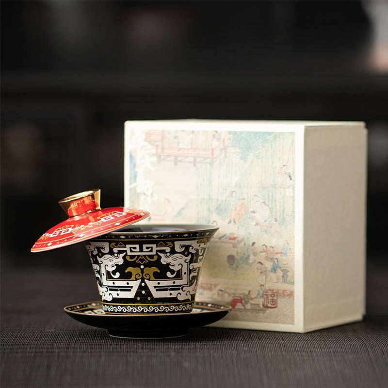 Keramik 180ml Gaiwan Teetasse mit Deckel | Zen Dekor