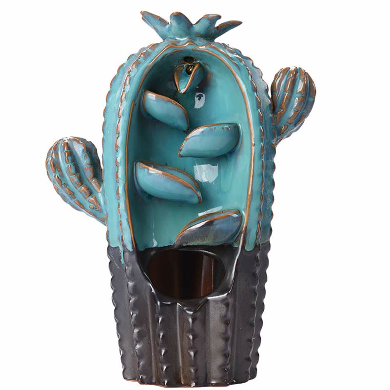 Räuchergefäß aus Keramik mit Rückfluss, Kaktus-Motiv, 12,5 cm, Entspannung