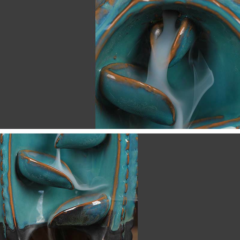 Räuchergefäß aus Keramik mit Rückfluss, Kaktus-Motiv, 12,5 cm, Entspannung