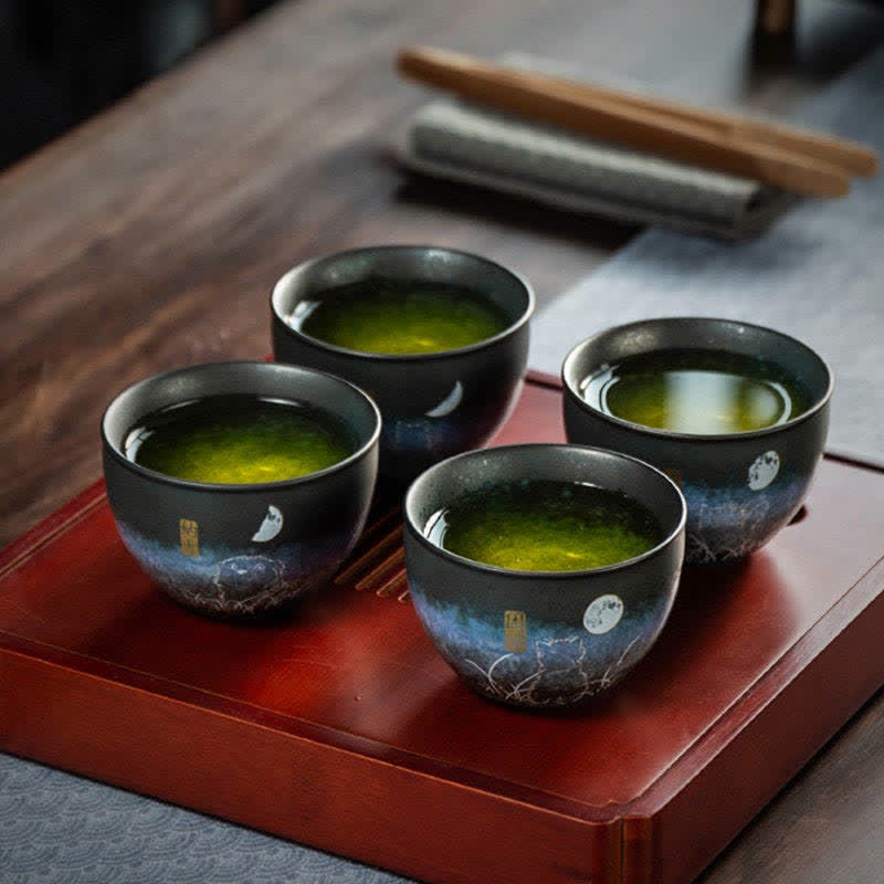 Keramik-Teetasse mit schwarzer Katze, 140 ml – japanisches Geschirr