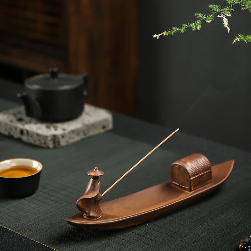 Räuchergefäß aus Keramik mit Buddha-Hand und Lotusmotiv für spirituelle Heilung