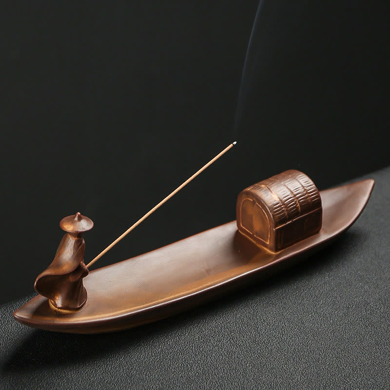 Räuchergefäß aus Keramik mit Buddha-Hand und Lotusmotiv für spirituelle Heilung
