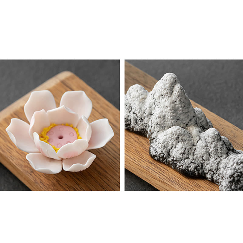 Räuchergefäß aus Keramik mit Buddha-Motiven und Lotus- und Meditationsmotiven