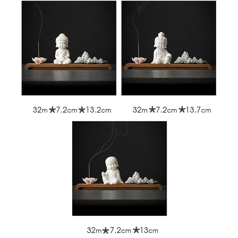 Räuchergefäß aus Keramik mit Buddha-Motiven und Lotus- und Meditationsmotiven