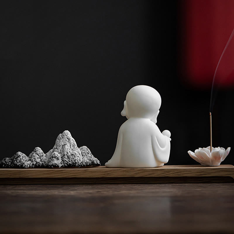 Räuchergefäß aus Keramik mit Buddha-Motiven und Lotus- und Meditationsmotiven