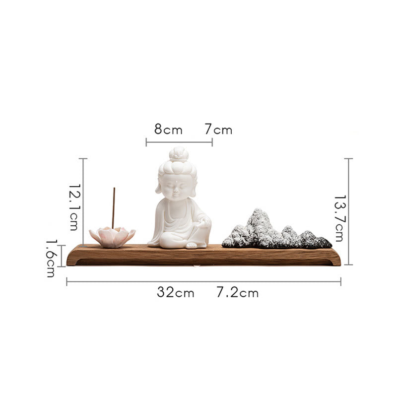 Räuchergefäß aus Keramik mit Buddha-Motiven und Lotus- und Meditationsmotiven