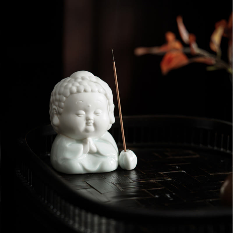 Räuchergefäß aus Keramik mit Buddha-Motiv | Sitzend, stehend und liegend, 7 cm