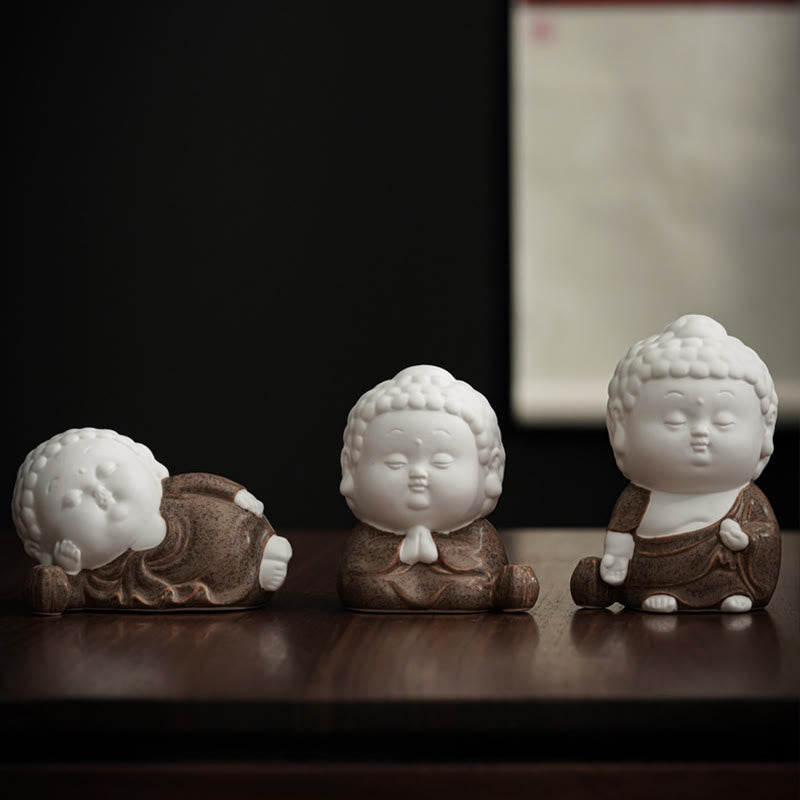 Räuchergefäß aus Keramik mit Buddha-Motiv | Sitzend, stehend und liegend, 7 cm