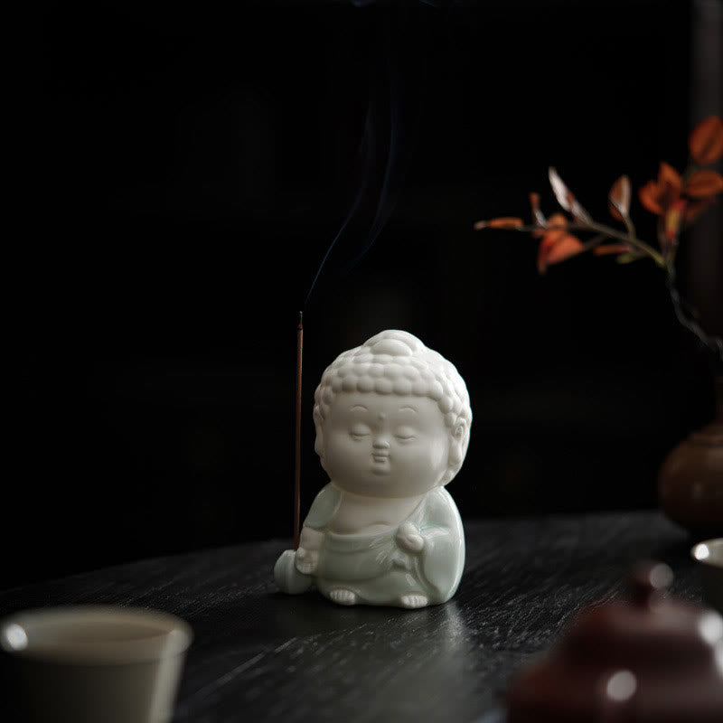 Räuchergefäß aus Keramik mit Buddha-Motiv | Sitzend, stehend und liegend, 7 cm