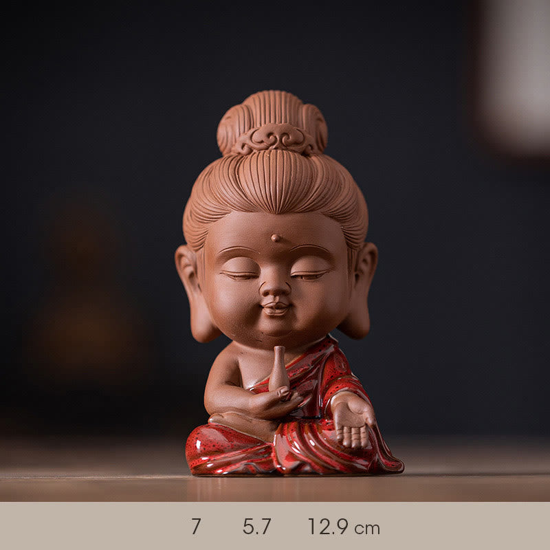 Keramik-Buddha-Statuen-Set | Mini Gautama &amp; Bodhisattvas