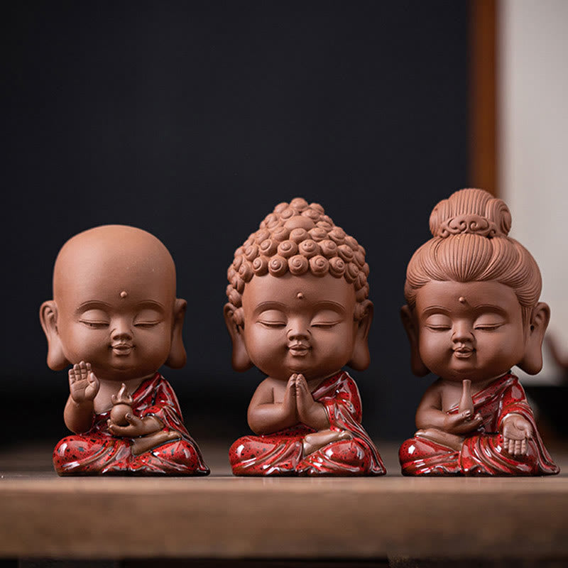 Keramik-Buddha-Statuen-Set | Mini Gautama &amp; Bodhisattvas