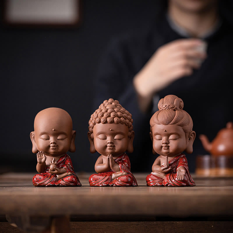 Keramik-Buddha-Statuen-Set | Mini Gautama &amp; Bodhisattvas