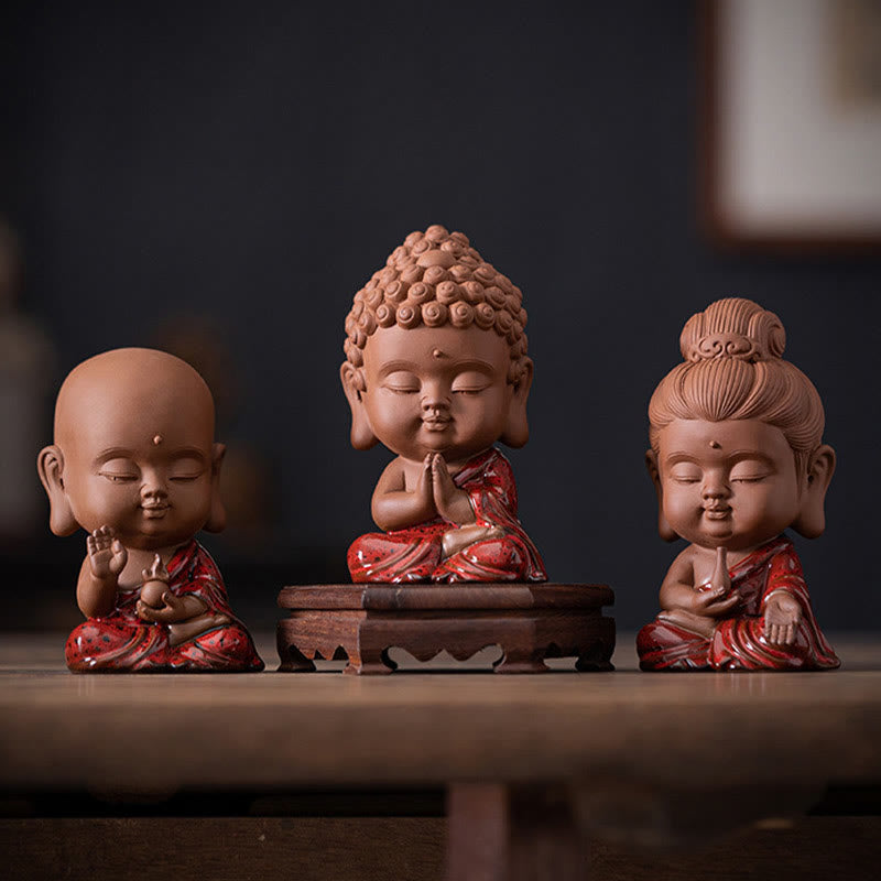 Keramik-Buddha-Statuen-Set | Mini Gautama &amp; Bodhisattvas