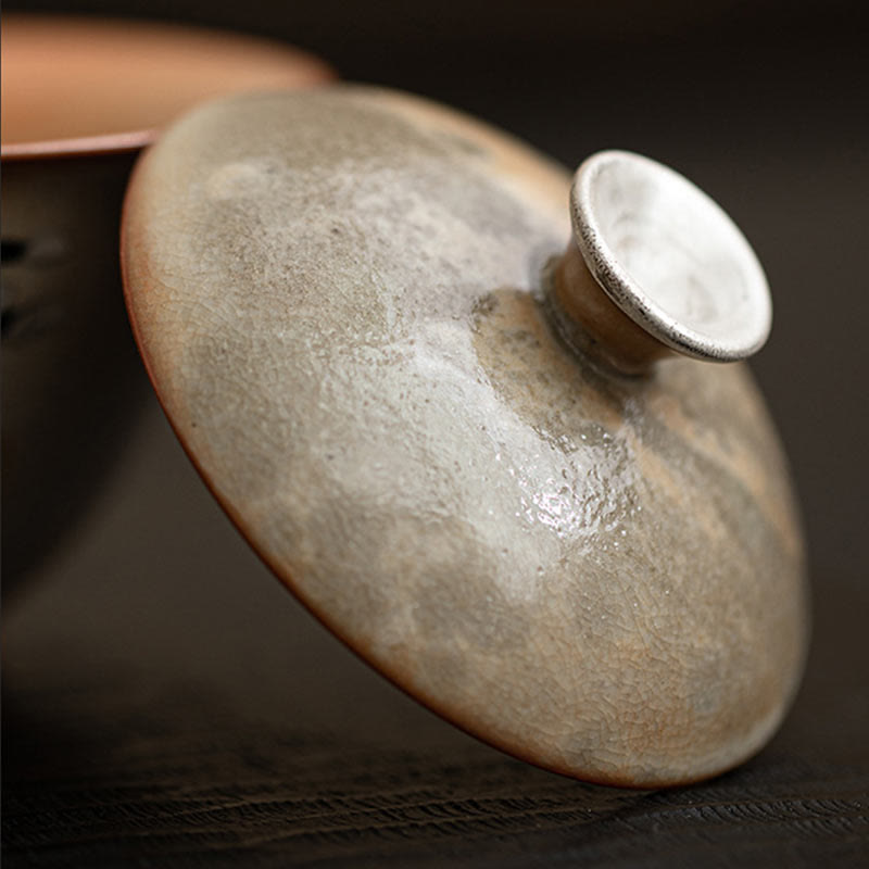 Keramik-Gaiwan-Teetasse mit Deckel, Katzenmotiv, 130 ml, für Teerituale