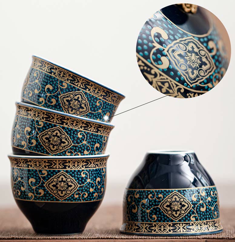 Chinesisches Gongfu-Teekannen-Set aus Keramik mit tragbarer Geschenktüte