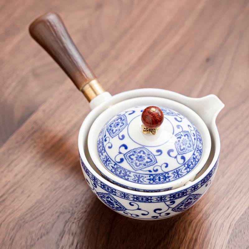 Chinesisches Gongfu-Teekannen-Set aus Keramik mit tragbarer Geschenktüte
