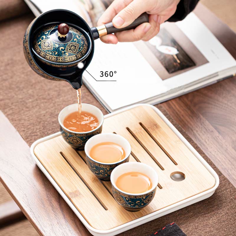 Chinesisches Gongfu-Teekannen-Set aus Keramik mit tragbarer Geschenktüte