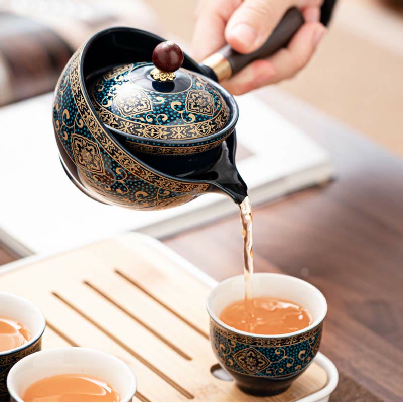 Chinesisches Gongfu-Teekannen-Set aus Keramik mit tragbarer Geschenktüte