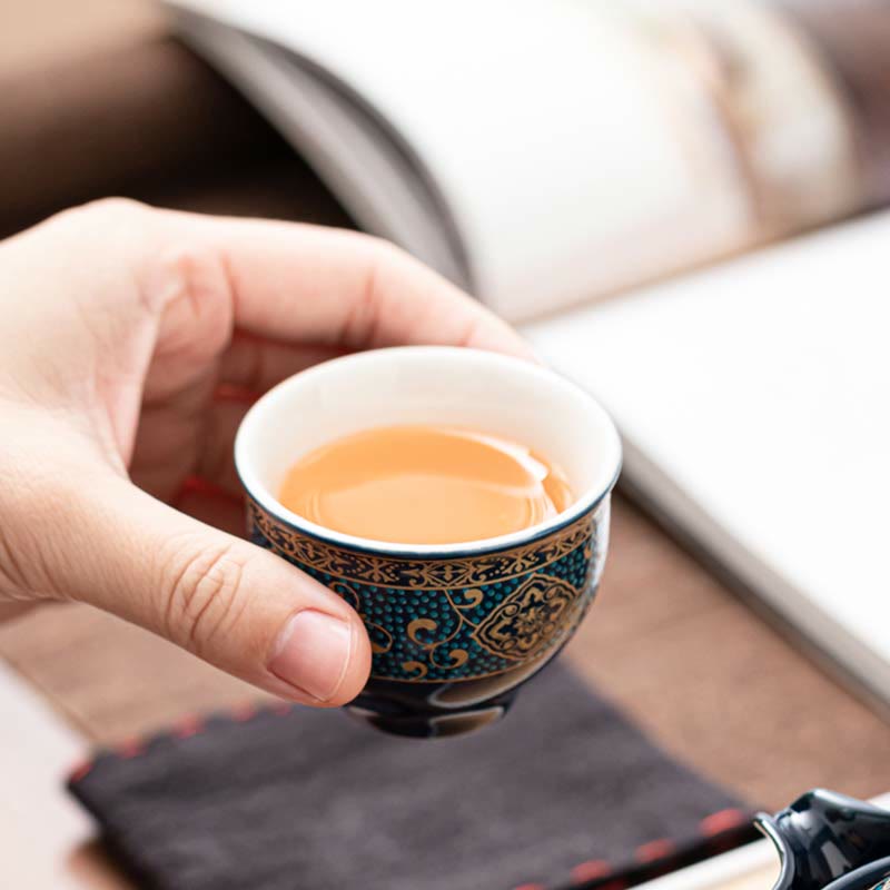 Chinesisches Gongfu-Teekannen-Set aus Keramik mit tragbarer Geschenktüte