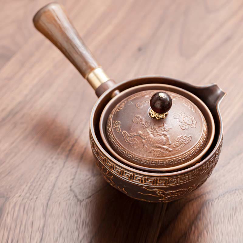 Chinesisches Gongfu-Teekannen-Set aus Keramik mit tragbarer Geschenktüte